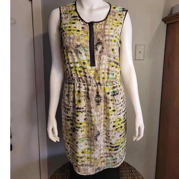 Apt. 9 Dresses & Skirts - Apt9 Lime Graphic Sleeveless Mini Dress L Lined Beachy Elastic Waist Quarter Zip